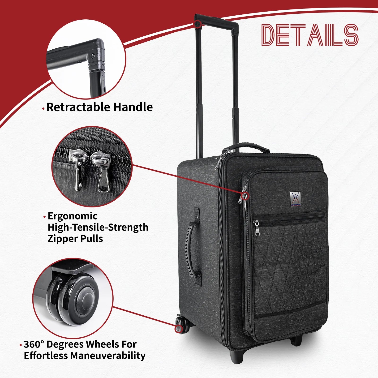 Pro tour darbouka FLY-4 avec poignée trolley rétractable et bretelles sac à dos